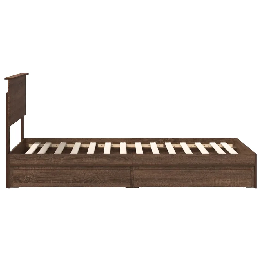 Lit de Rangement Chêne brun 90 x 190 cm Bois d'ingénierie - 9
