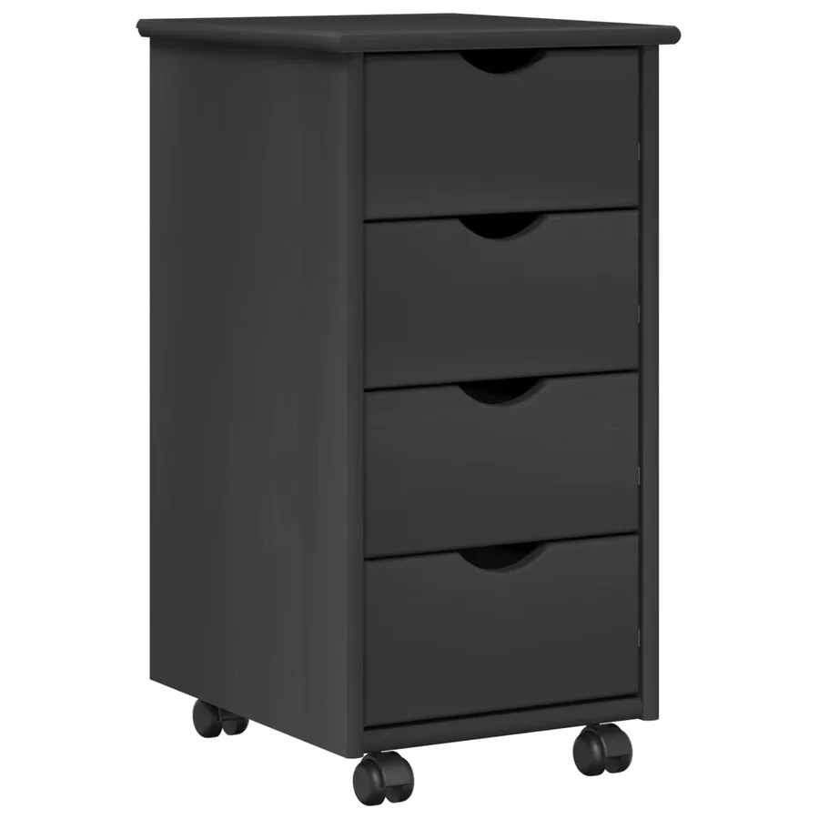 Cabinet roulant Gris 34 x 39 x 65,5 cm Bois de Pin Massif - 2