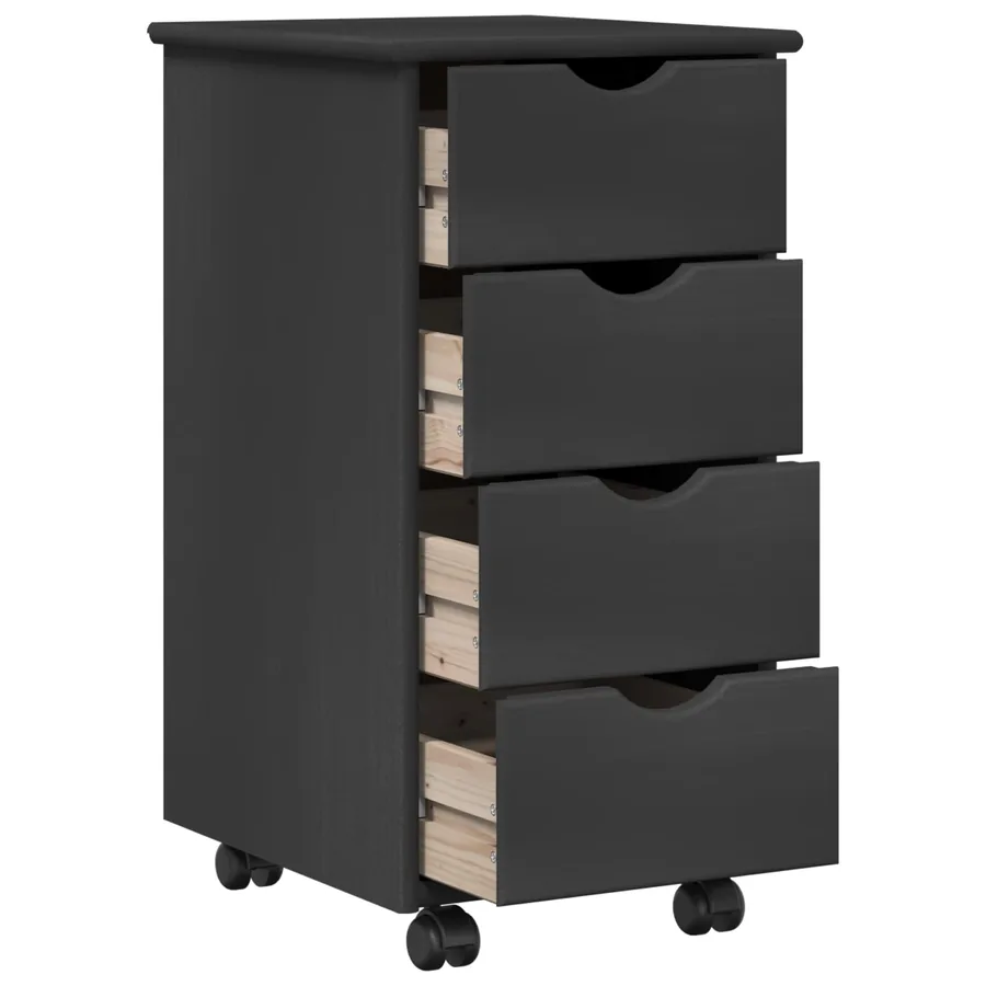 Cabinet roulant Gris 34 x 39 x 65,5 cm Bois de Pin Massif - 4