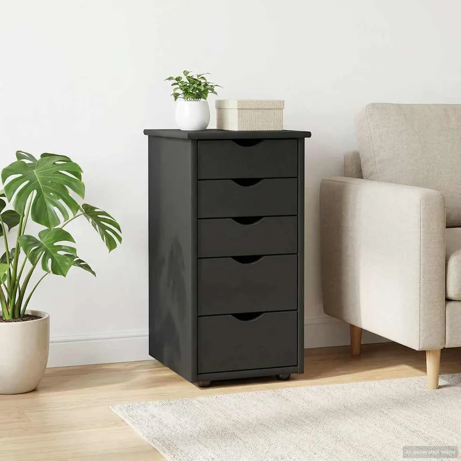 Armoire Gris 34 x 39 x 61,5 cm Bois de Pin Massif