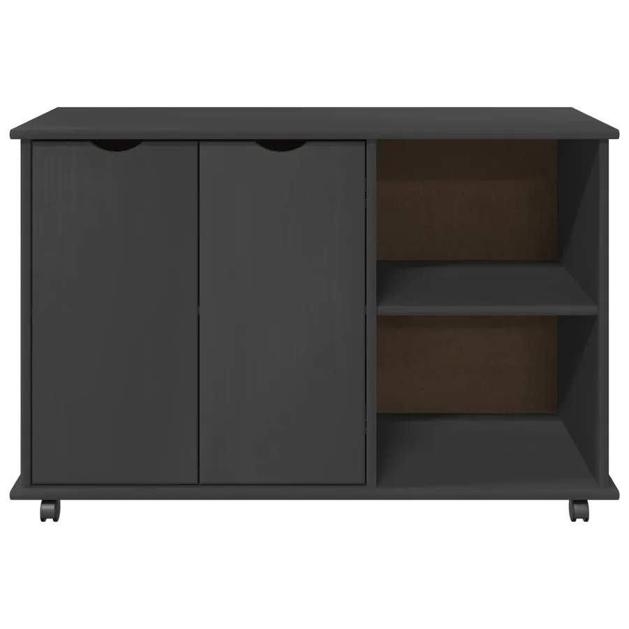 Cabinet roulant Gris 100 x 39 x 65,5 cm Bois de Pin Massif - 5
