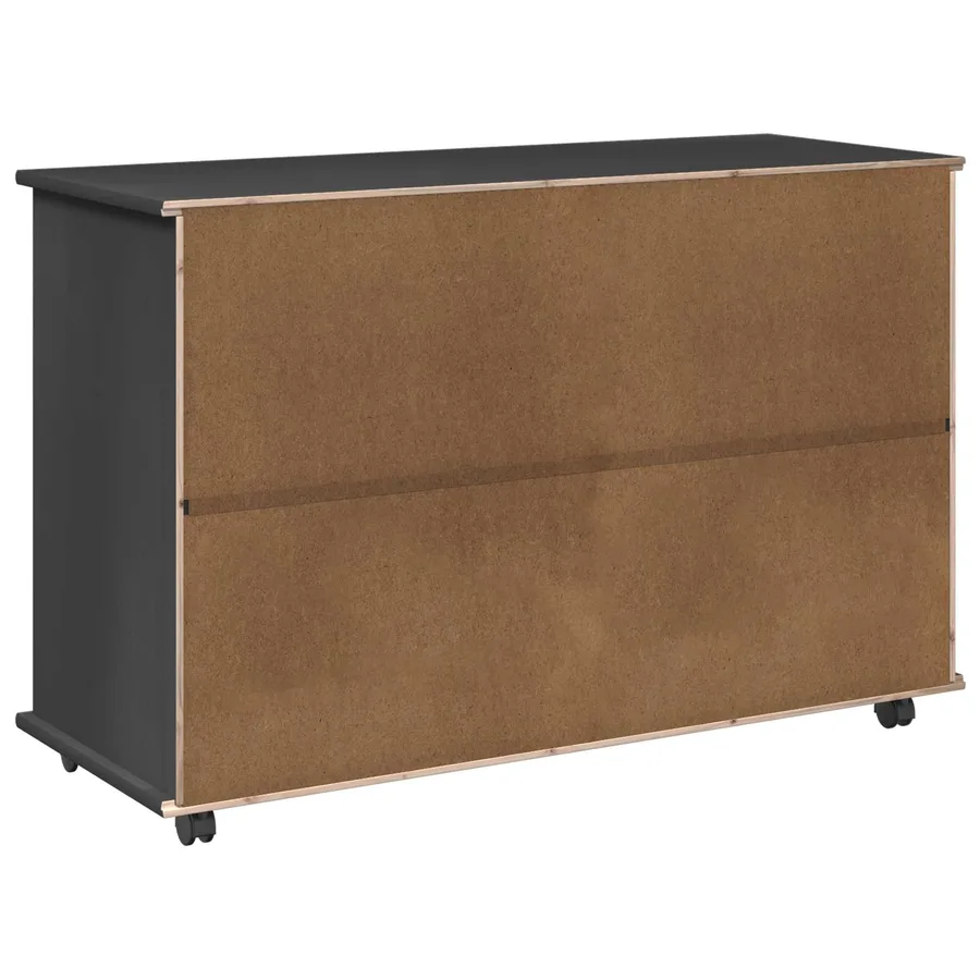Cabinet roulant Gris 100 x 39 x 65,5 cm Bois de Pin Massif - 7