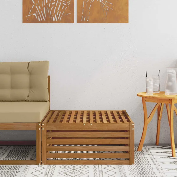 Pouf d'Extérieur Naturel 79 x 79 x 37 cm Bois d'Acacia Massif