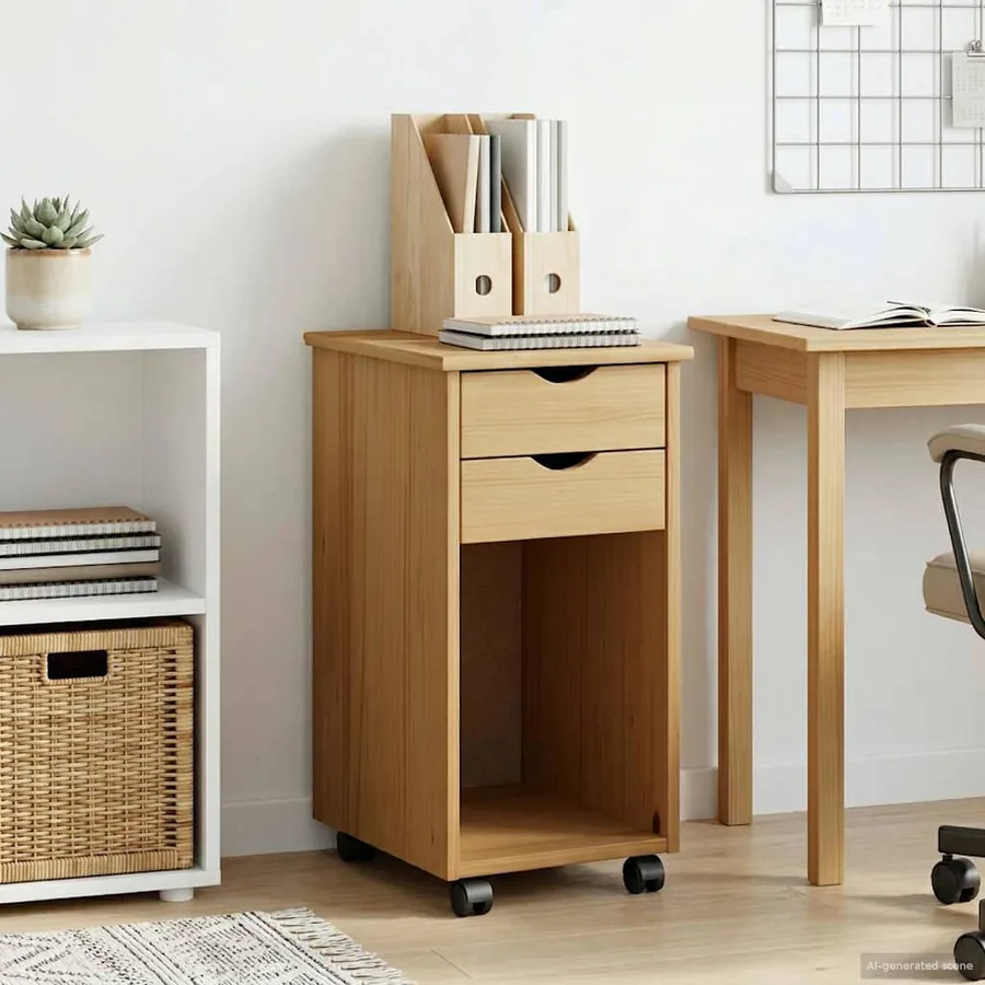 Cabinet roulant Brun Miel 34 x 39 x 65,5 cm Pin massif