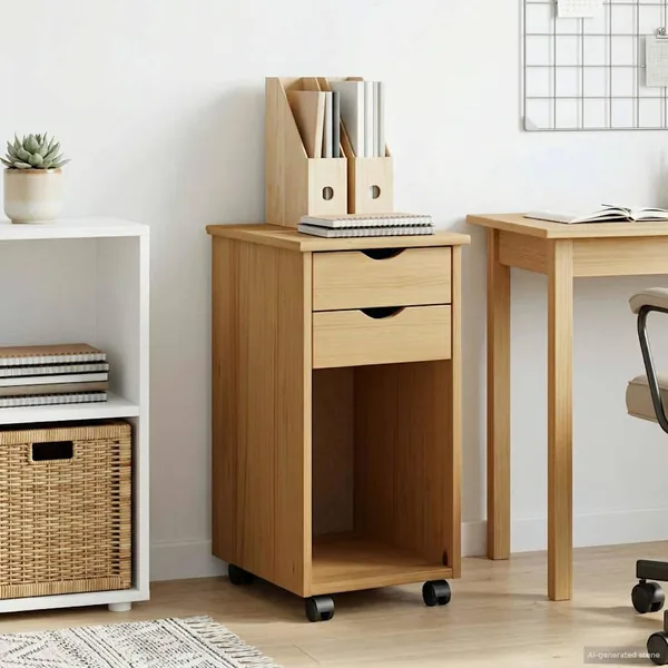 Cabinet roulant Brun Miel 34 x 39 x 65,5 cm Pin massif