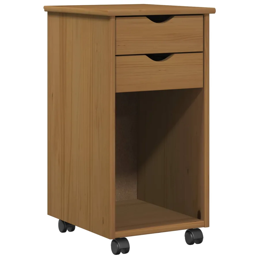 Cabinet roulant Brun Miel 34 x 39 x 65,5 cm Pin massif - 2