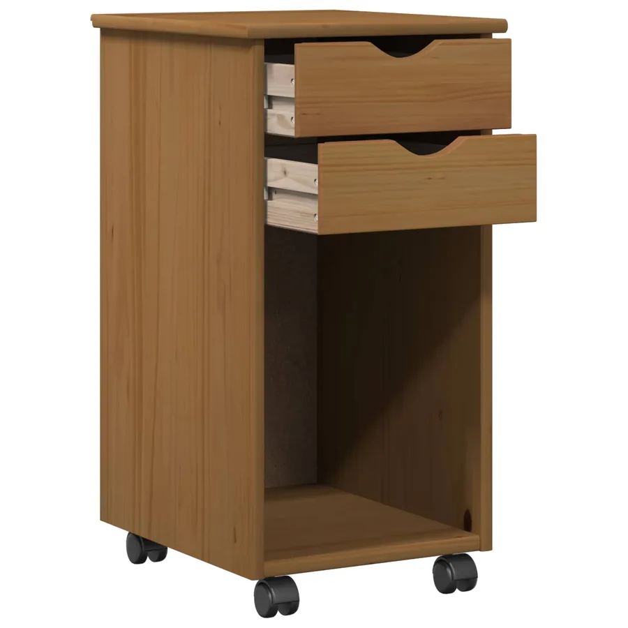 Cabinet roulant Brun Miel 34 x 39 x 65,5 cm Pin massif - 4