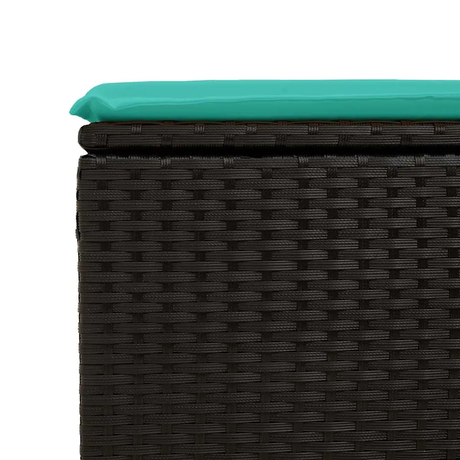 Salon de jardin 6 pcs avec coussins noir résine tressée acacia - 11