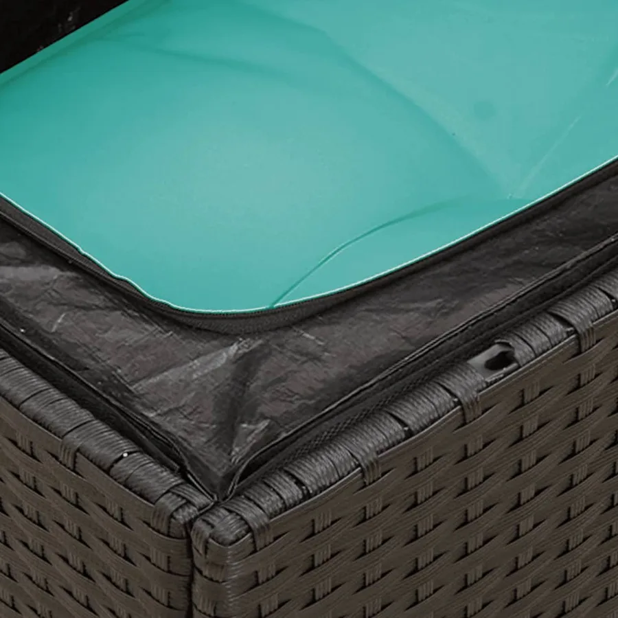 Salon de jardin 5 pcs avec coussins noir résine tressée - 7