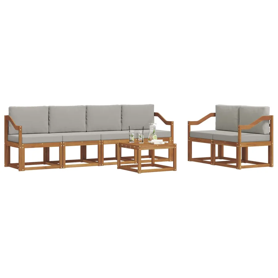 Ensemble de canapés d'extérieur 7 pcs Gris Naturel et Clair - 3