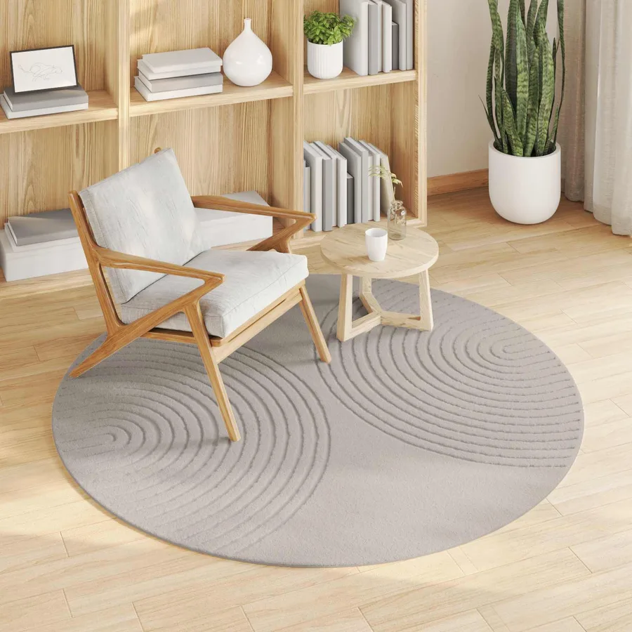 Tapis de surface Rond GALATI Crème Ø 160 CM Polyester - 3