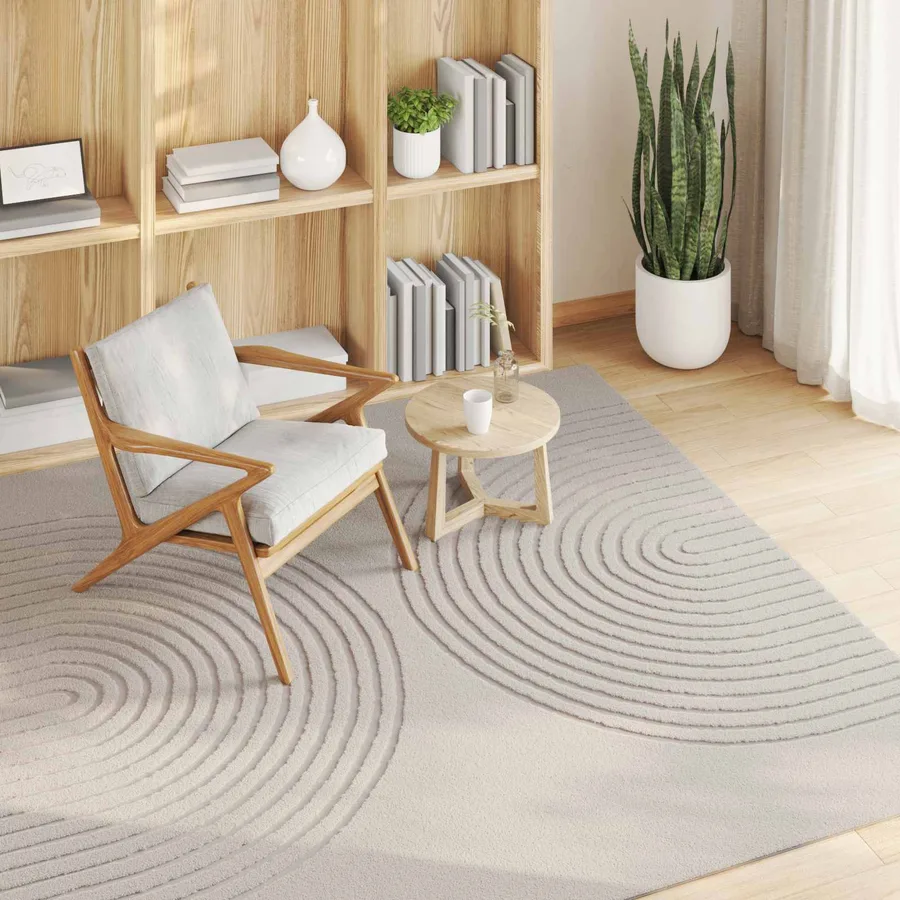 Tapis de surface Carré GALATI Crème 200 x 200 cm Polyester - 3