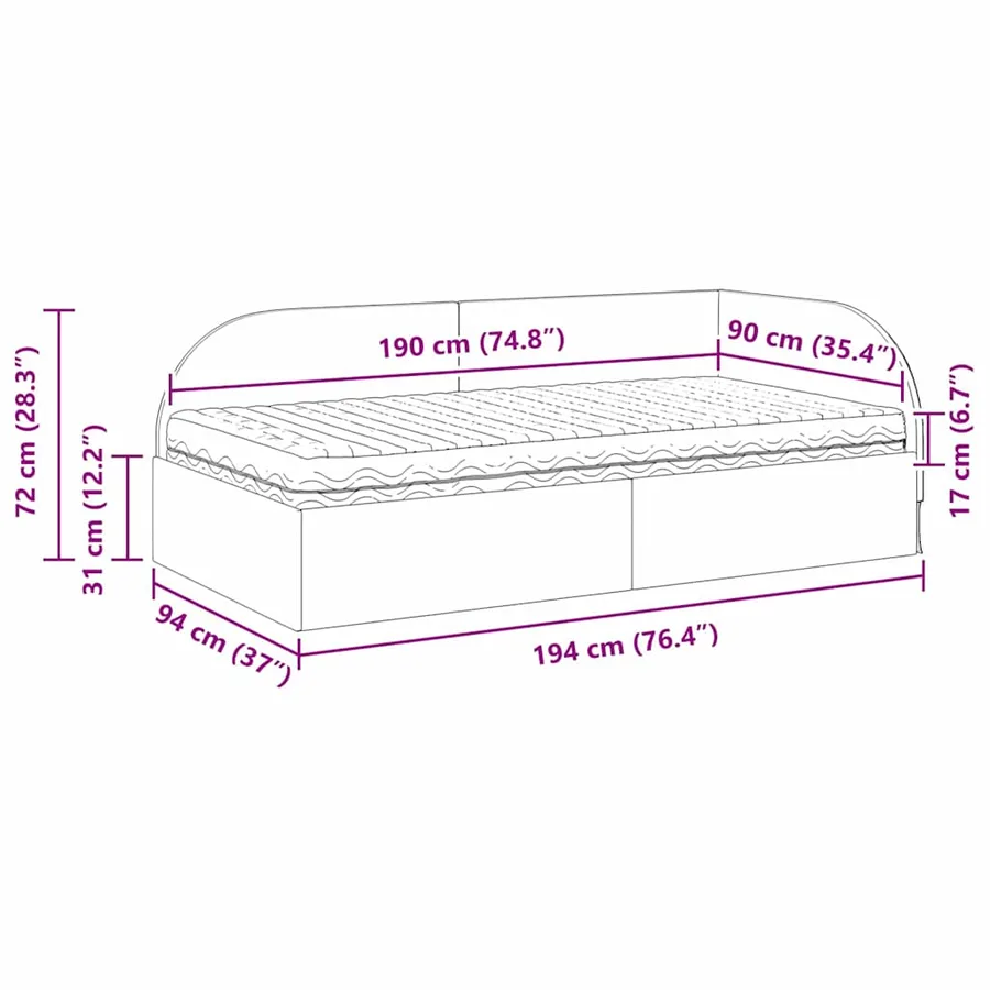 Cadre de lit d'angle avec matelas 2 pcs Noir Velours - 14
