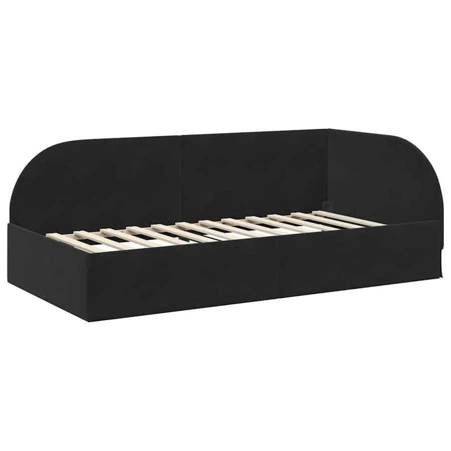 Cadre de lit d'angle avec matelas 2 pcs Noir Velours - 6