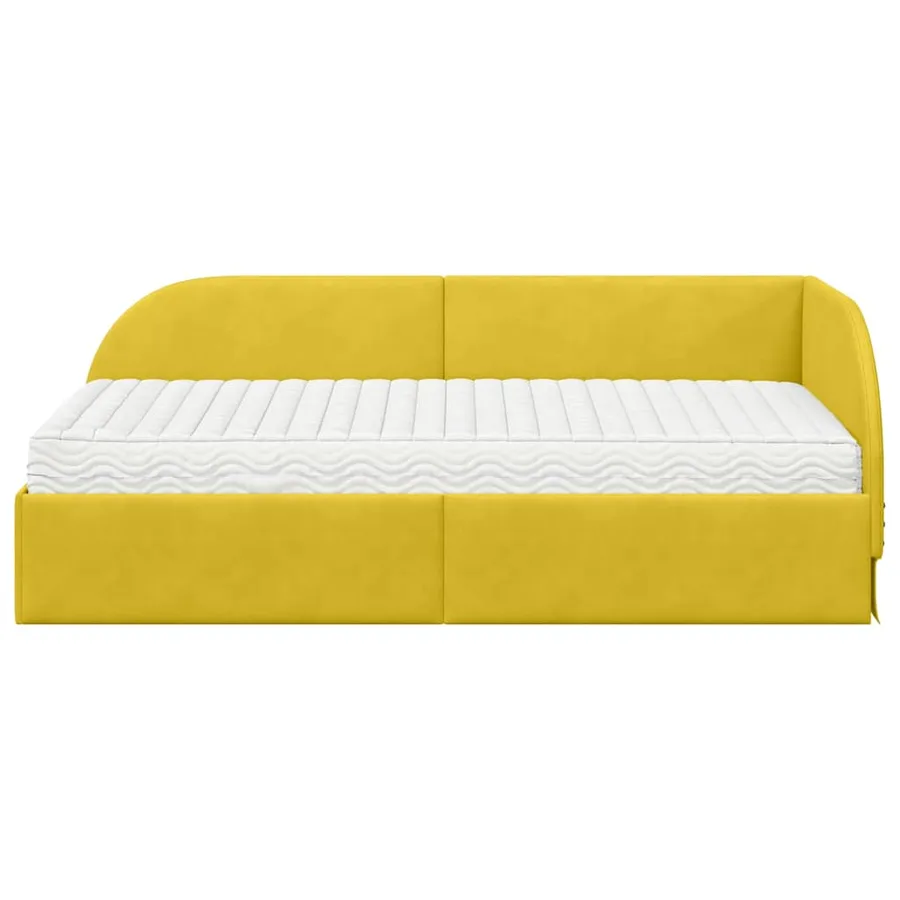 Cadre de lit d'angle avec matelas 2 pcs Jaune Velours - 5