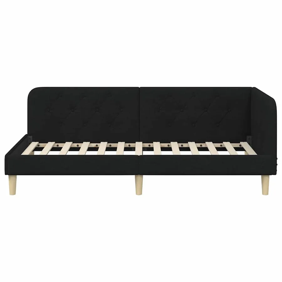 Cadre de lit d'angle Noir 90 x 190 cm tissu - 5