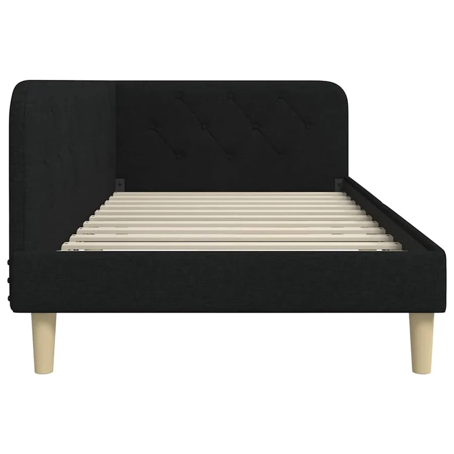 Cadre de lit d'angle Noir 90 x 190 cm tissu - 6