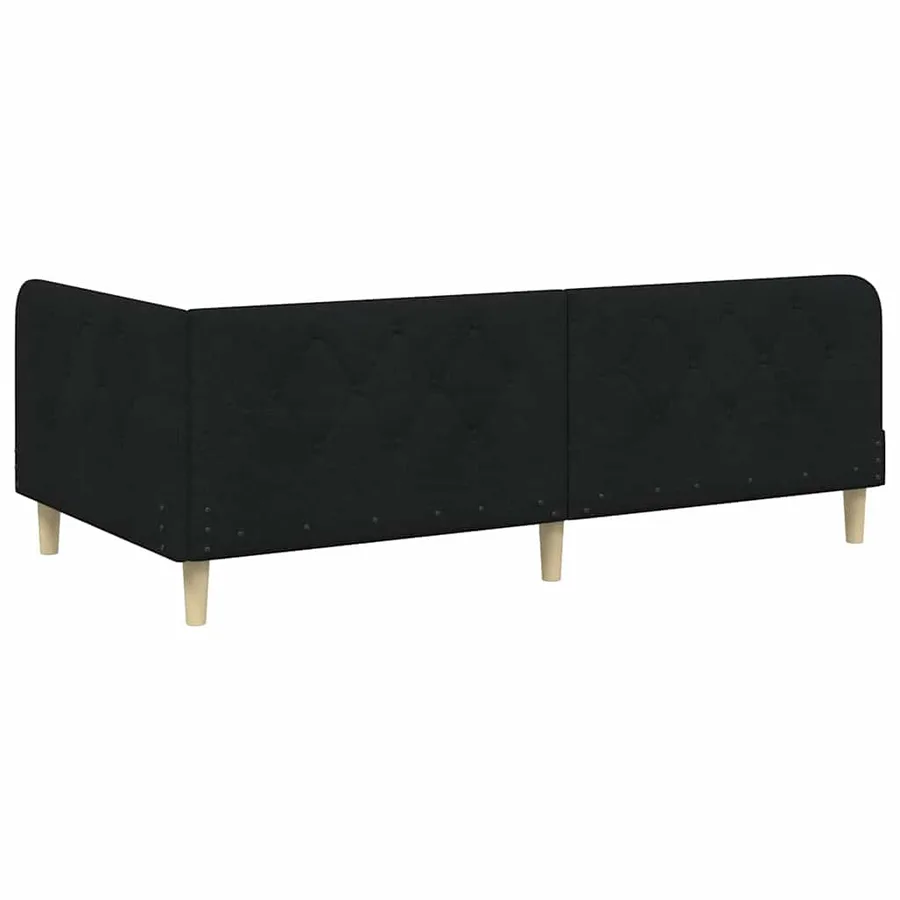 Cadre de lit d'angle Noir 90 x 190 cm tissu - 7