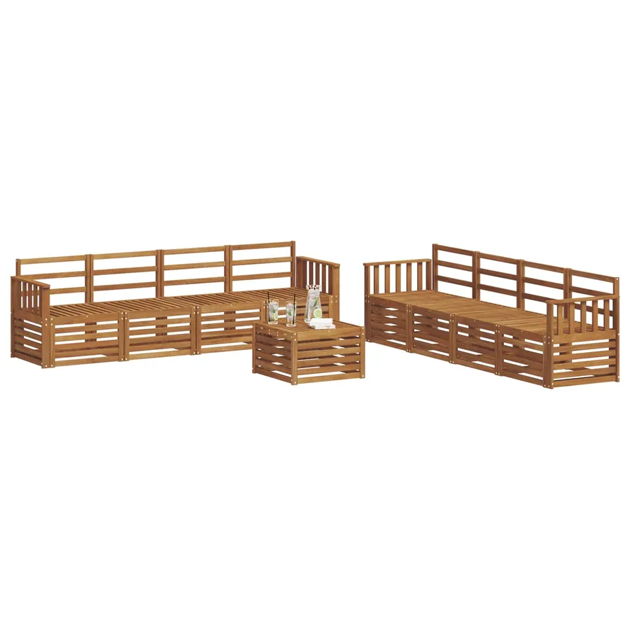 Ensembles de canapés 9 pcs Naturel Bois d'Acacia Massif - 3