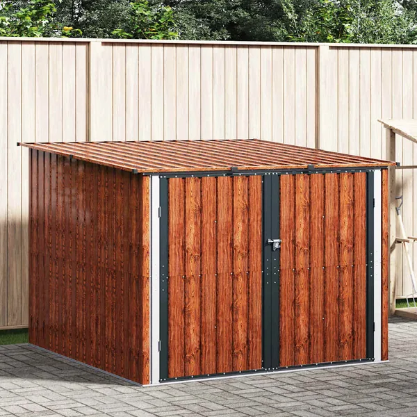 Abri de vélo 3 pcs Marron 216 x 207 x 158 cm Métал