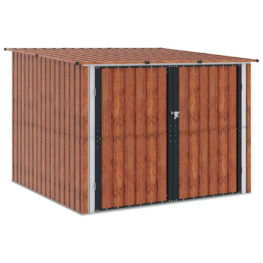 Abri de vélo 3 pcs Marron 216 x 207 x 158 cm Métал - 2
