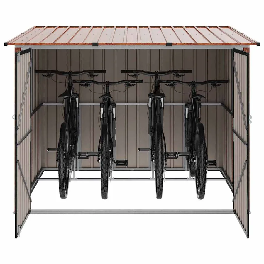 Abri de vélo 3 pcs Marron 216 x 207 x 158 cm Métал - 3