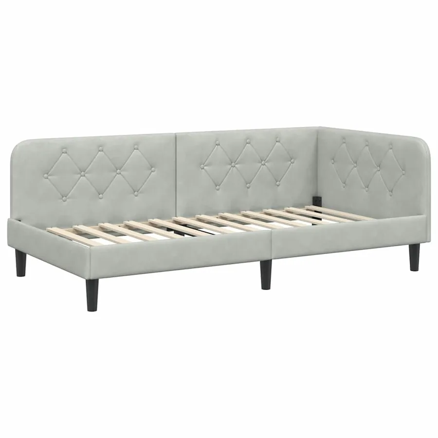 Cadre de lit d'angle Gris clair 90 x 200 cm Velours - 6