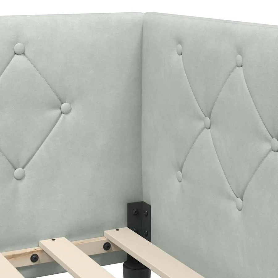 Cadre de lit d'angle Gris clair 90 x 200 cm Velours - 8