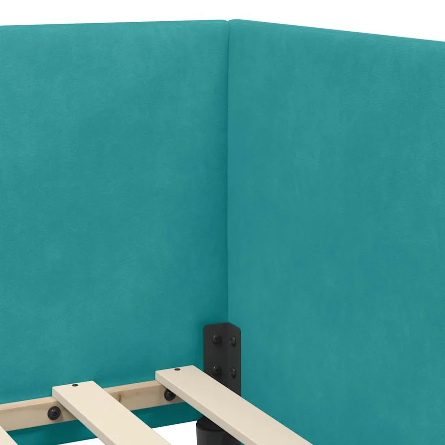 Cadre de lit d'angle avec matelas 2 pcs Turquoise Velours - 10