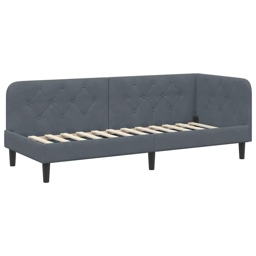Cadre de lit d'angle Gris foncé 80 x 200 cm Velours - 6