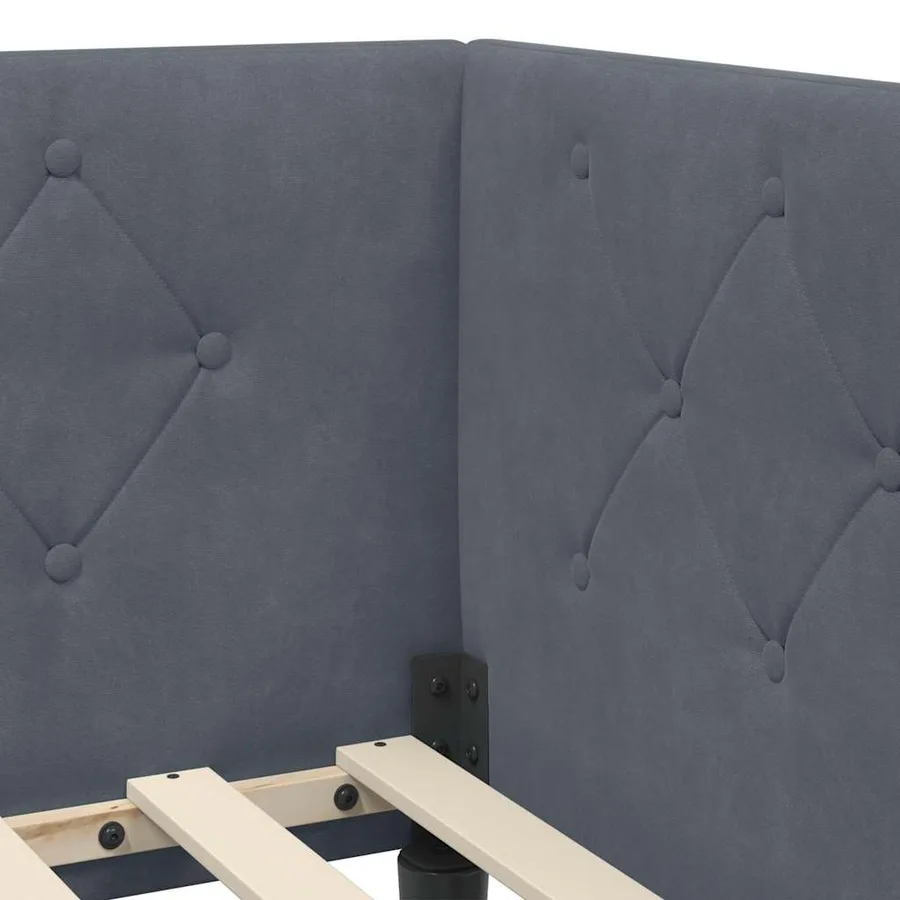Cadre de lit d'angle Gris foncé 80 x 200 cm Velours - 8