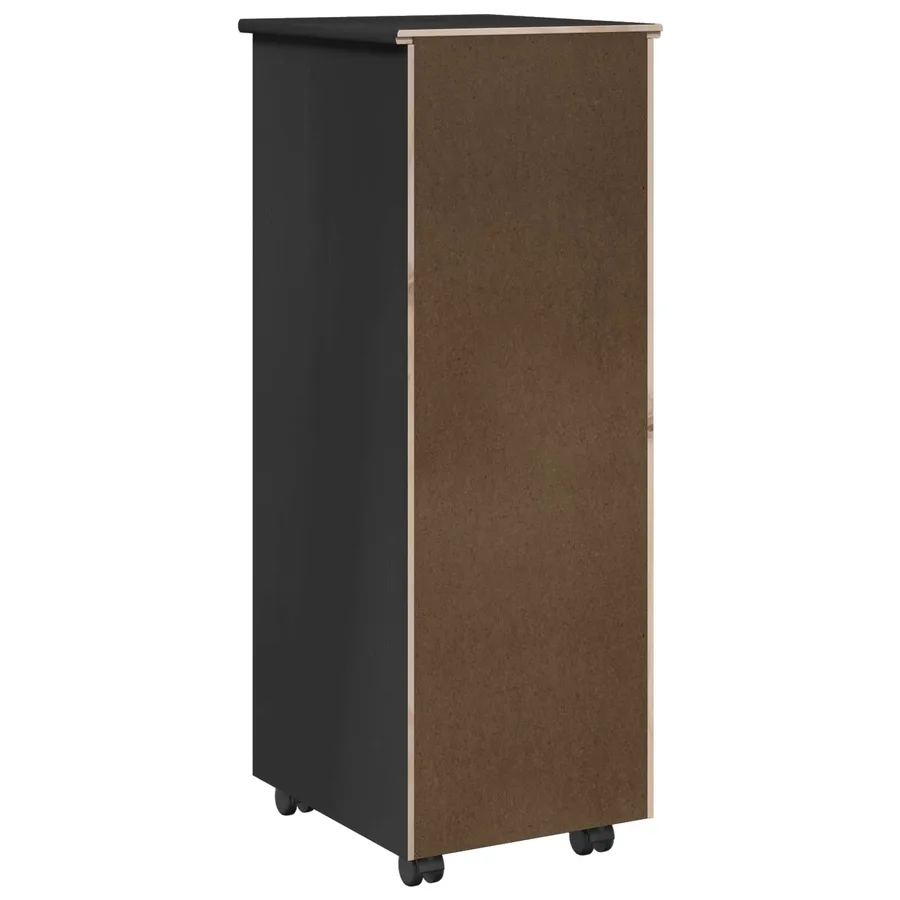 Cabinet roulant Noir 34 x 39 x 93,5 cm Bois de Pin Massif - 7
