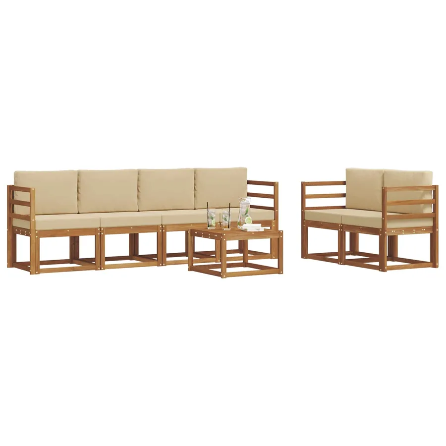 Ensemble de canapés d'extérieur 7 pcs Naturel et Beige - 3
