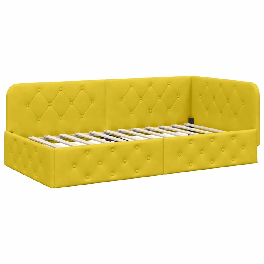 Cadre de lit d'angle Jaune 100 x 200 cm Velours - 2