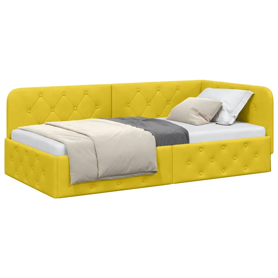 Cadre de lit d'angle Jaune 100 x 200 cm Velours - 3