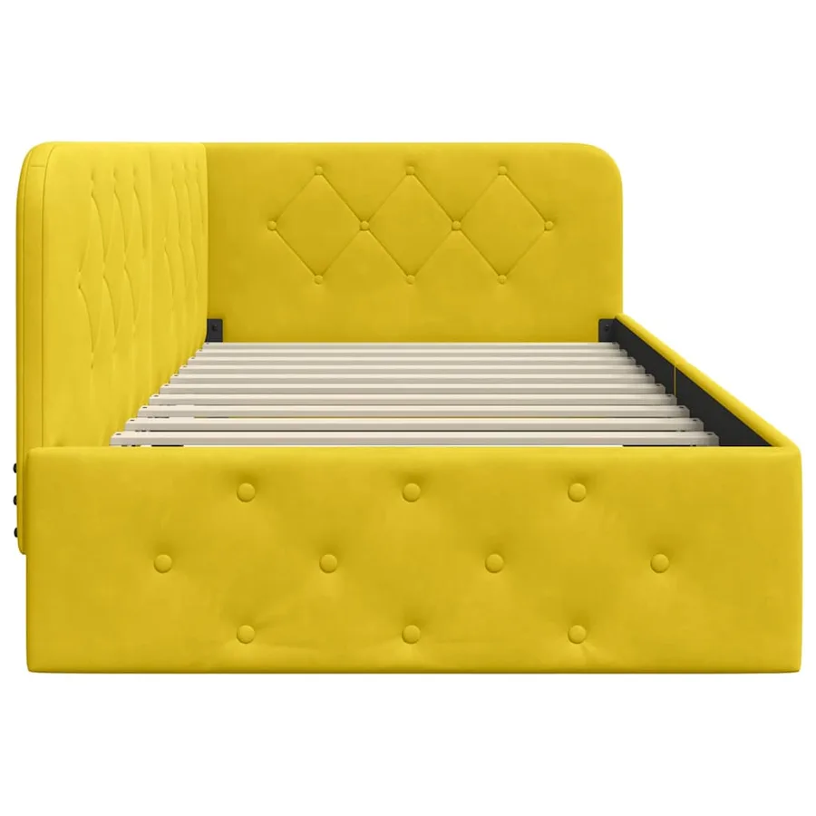Cadre de lit d'angle Jaune 100 x 200 cm Velours - 6