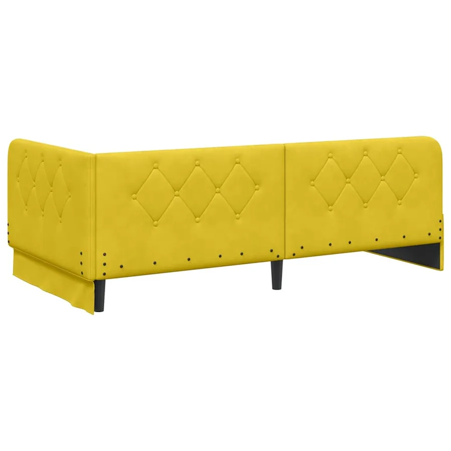 Cadre de lit d'angle Jaune 100 x 200 cm Velours - 7