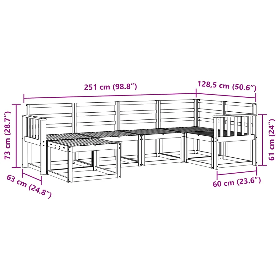 Ensemble de canapés d'extérieur 6 pcs Naturel - 9