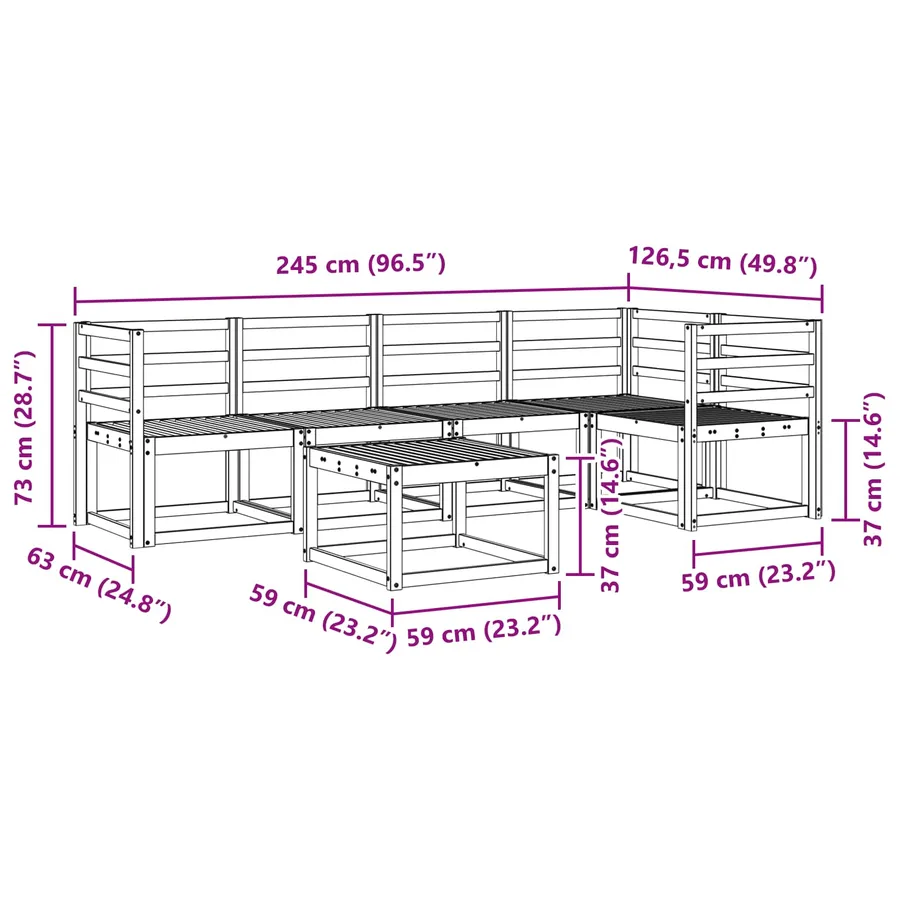 Ensemble de canapés d'extérieur 6 pcs Naturel - 11