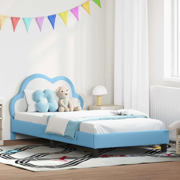 Cadre de lit pour enfants avec tête de lit Bleu 90 x 200 cm PU