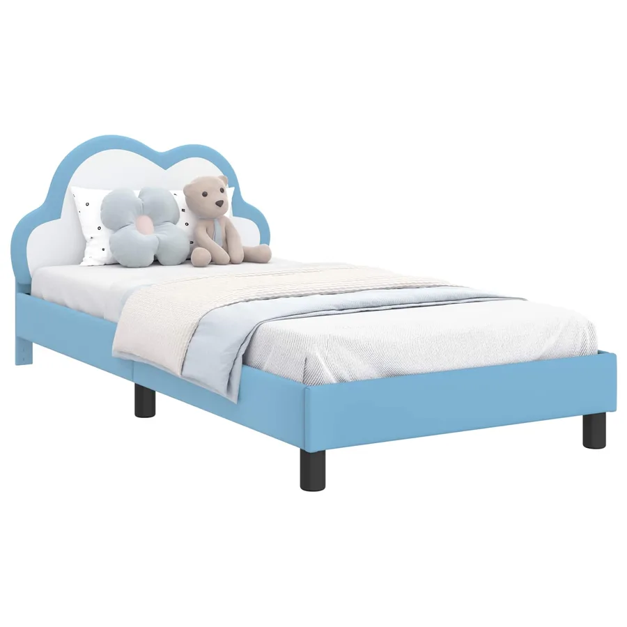 Cadre de lit pour enfants avec tête de lit Bleu 90 x 200 cm PU - 2