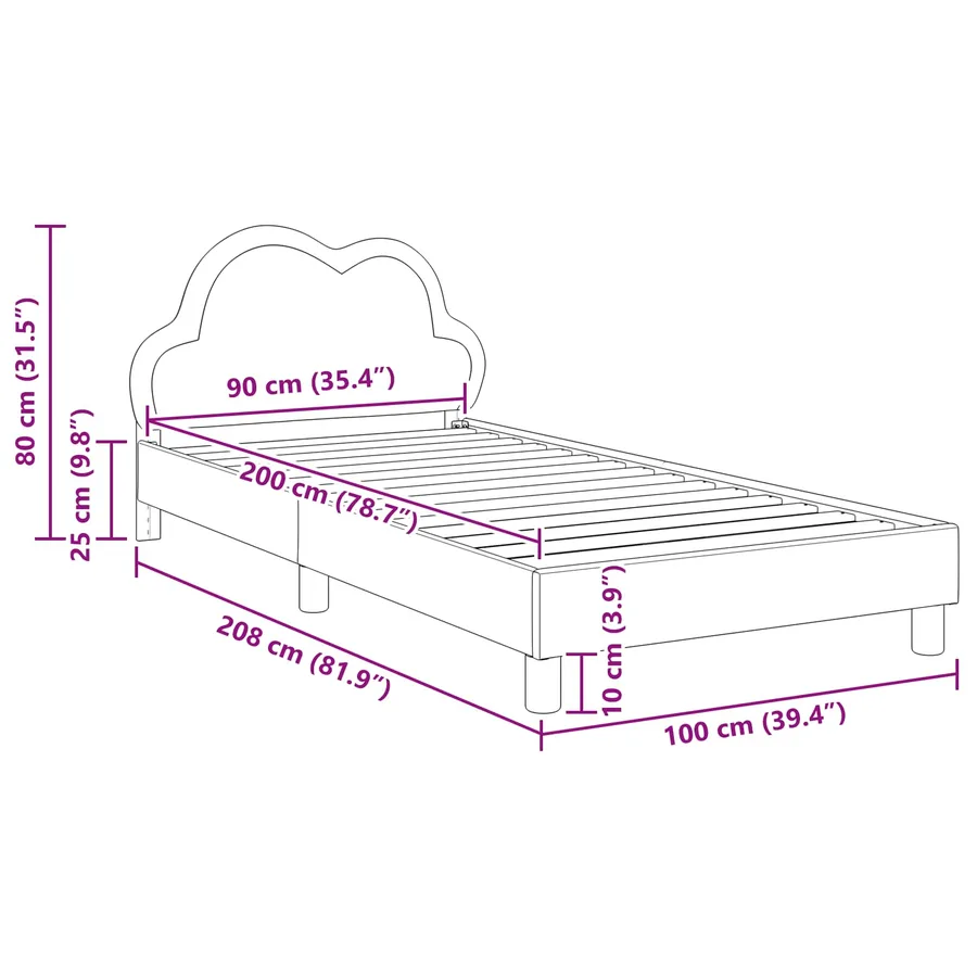 Cadre de lit pour enfants avec tête de lit Bleu 90 x 200 cm PU - 8
