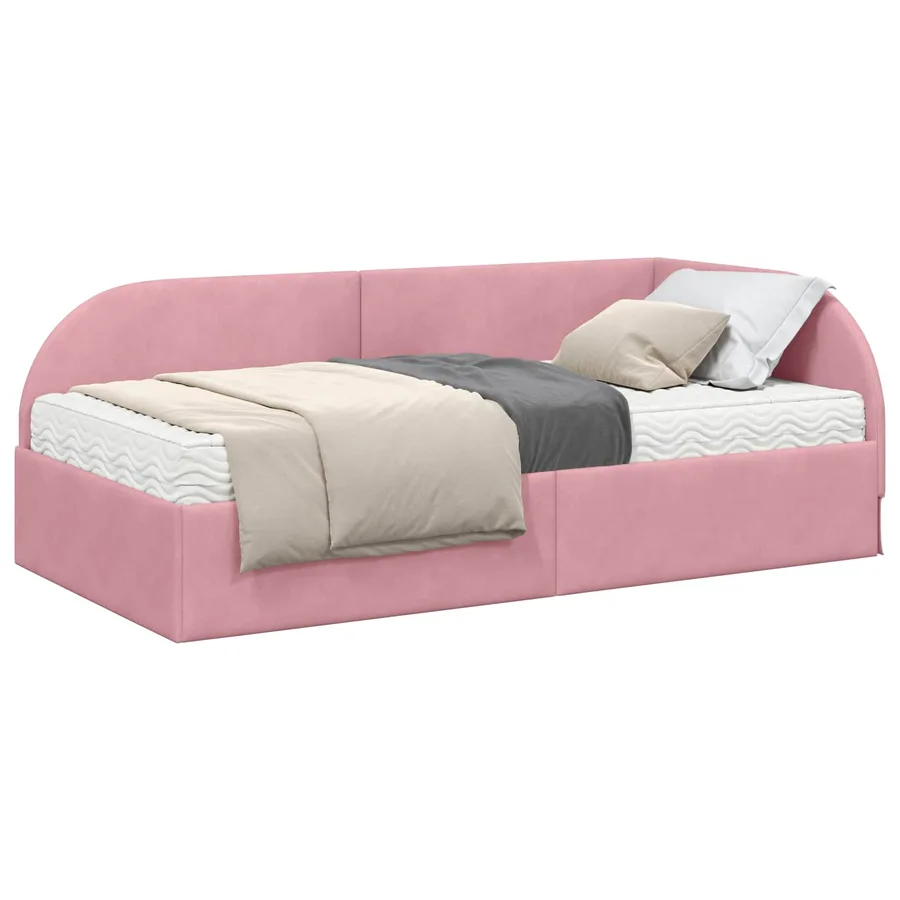Cadre de lit d'angle avec matelas 2 pcs Gris Velours - 2