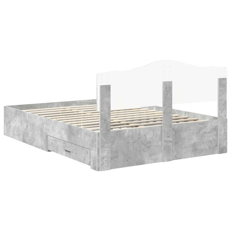 Cadre de lit Gris béton 150 x 200 cm Bois d'ingénierie - 10