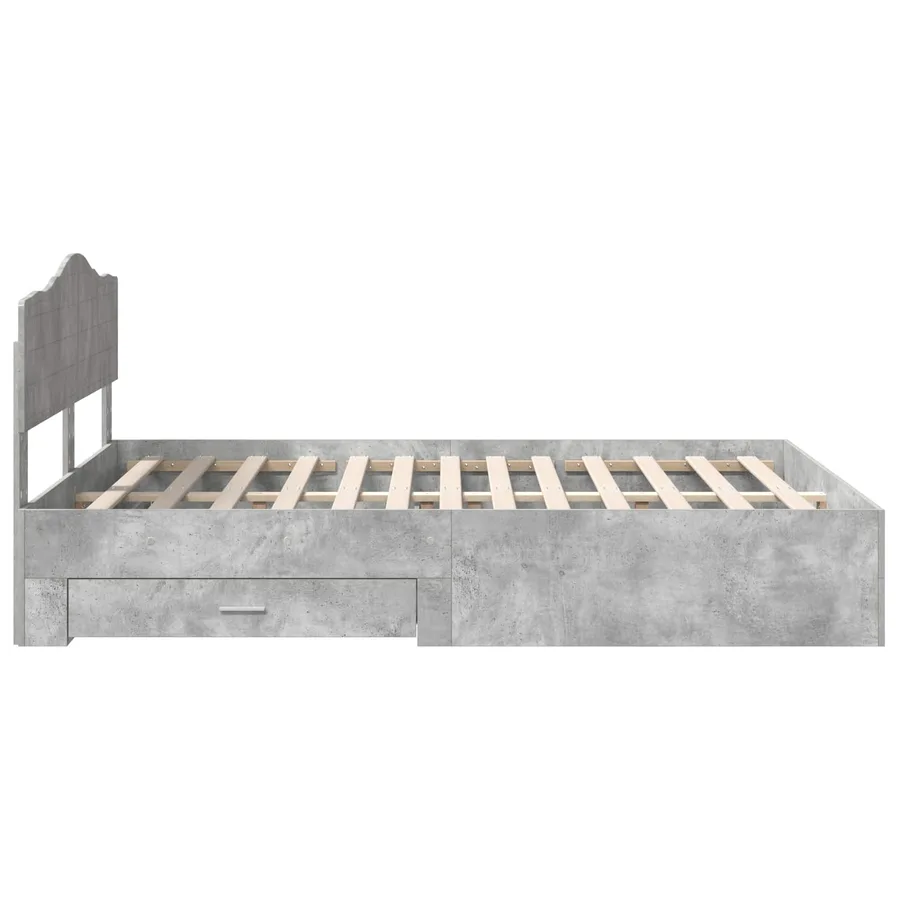 Cadre de lit Gris béton 150 x 200 cm Bois d'ingénierie - 9