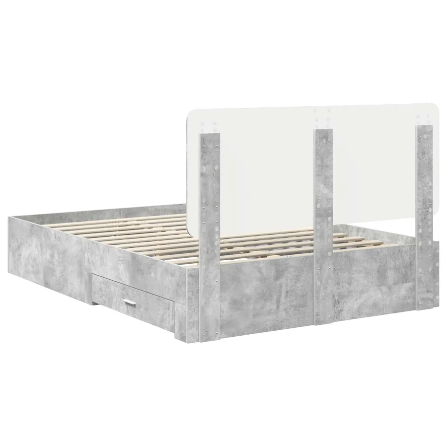 Cadre de lit Gris béton 150 x 200 cm Bois d'ingénierie - 10