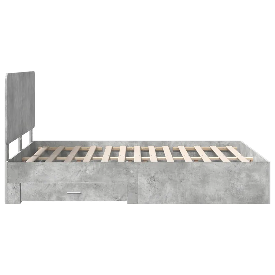 Cadre de lit Gris béton 150 x 200 cm Bois d'ingénierie - 9