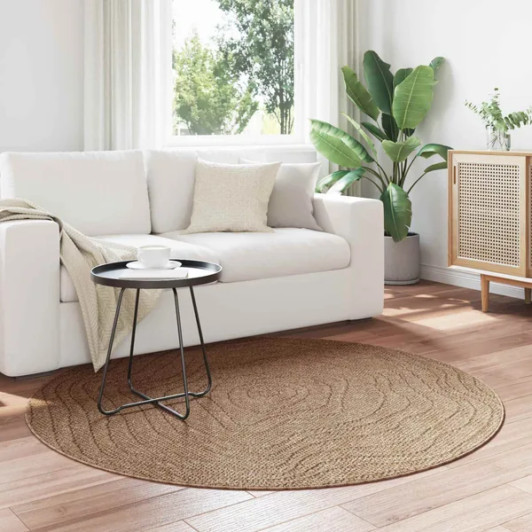 Tapis de surface Rond Moiré AGIRA Naturel Ø 160 CM Polyester