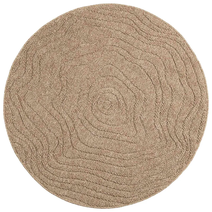 Tapis de surface Rond Moiré AGIRA Naturel Ø 160 CM Polyester - 2