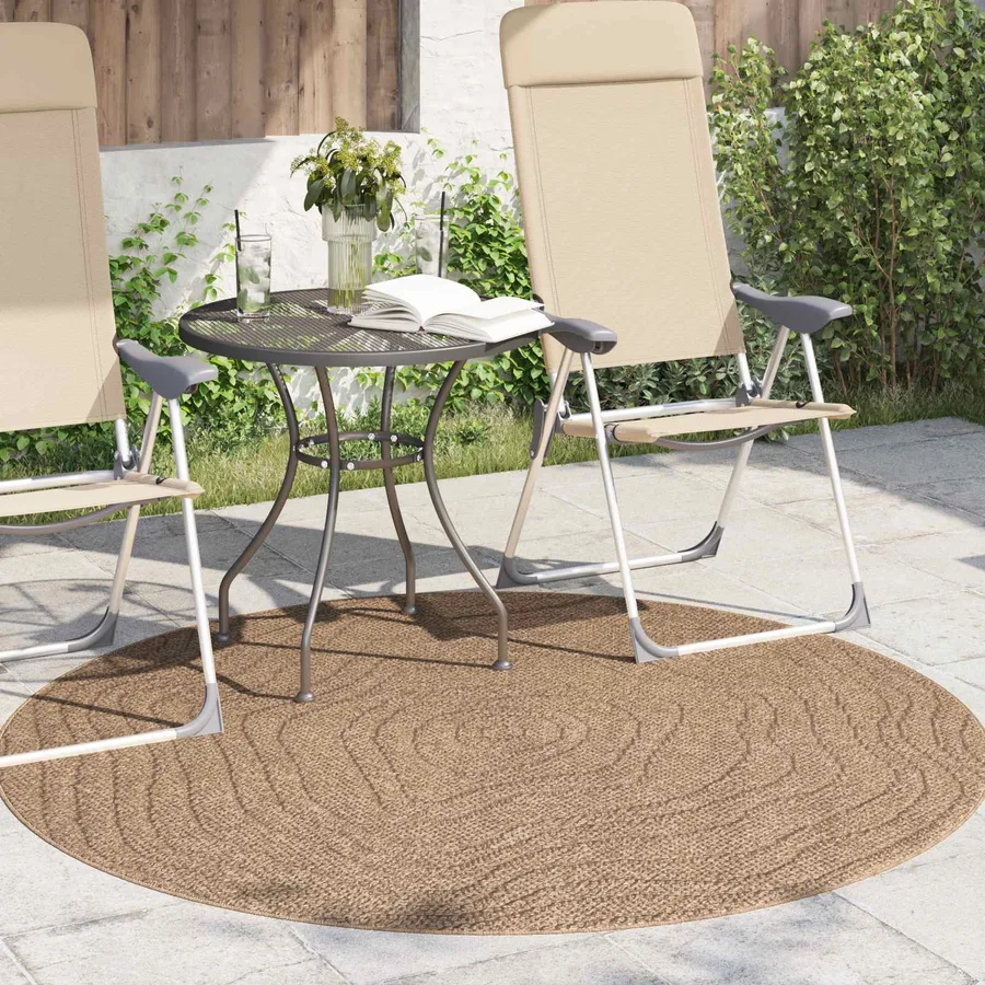 Tapis de surface Rond Moiré AGIRA Naturel Ø 160 CM Polyester - 3